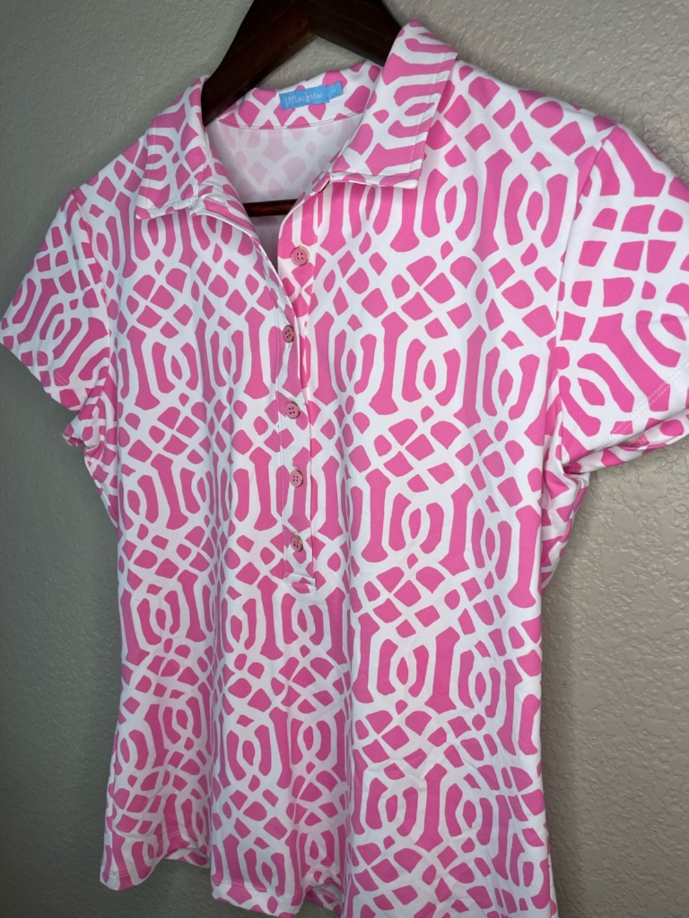 J McLaughlin Medium Catalina Cloth Mega Elsie Polo Top Golf Stretch Preppy - Picture 4 of 8